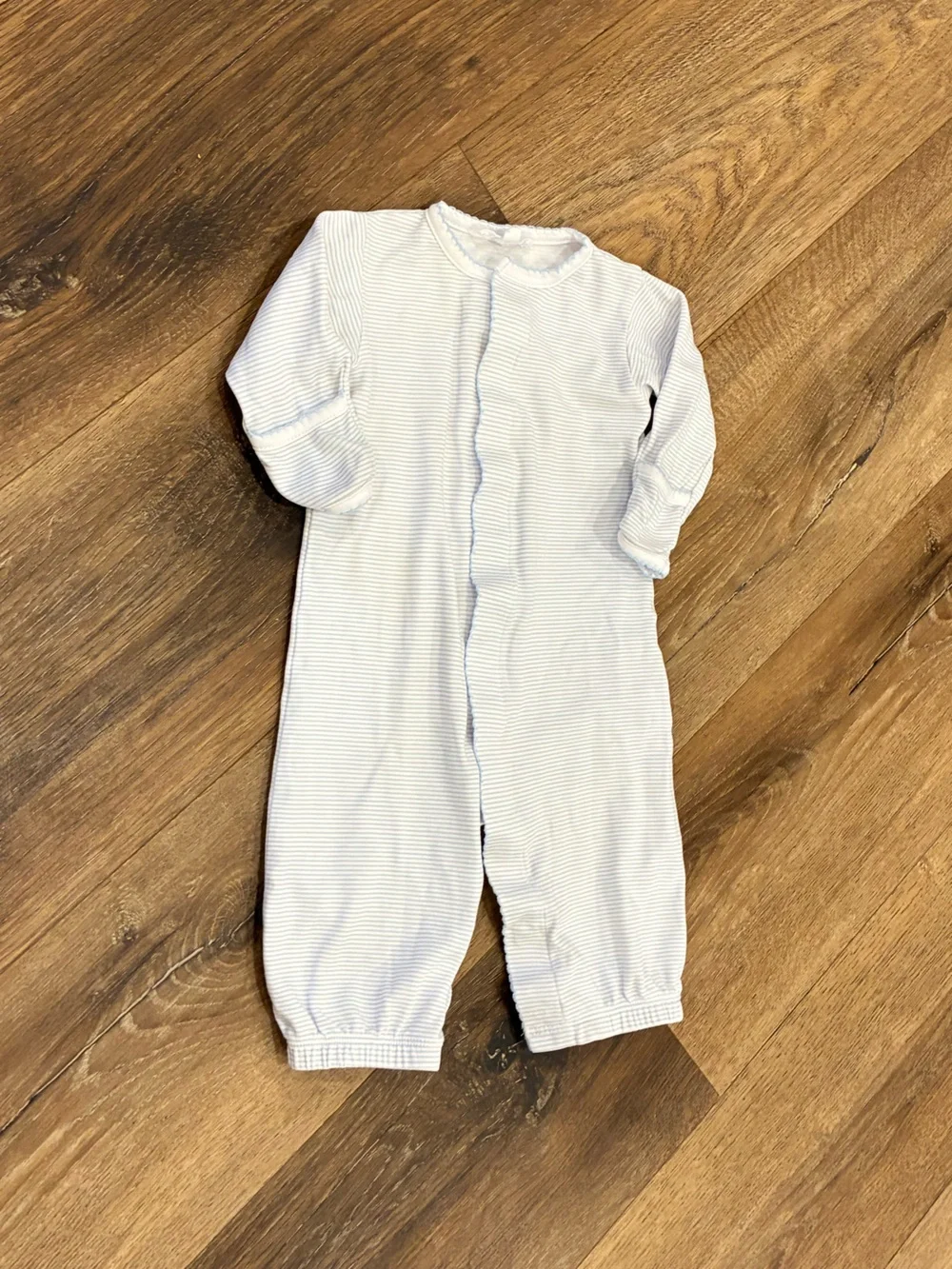 Magnolia Baby Blue Stripe Baby Sleeper Pima Cotton 3m